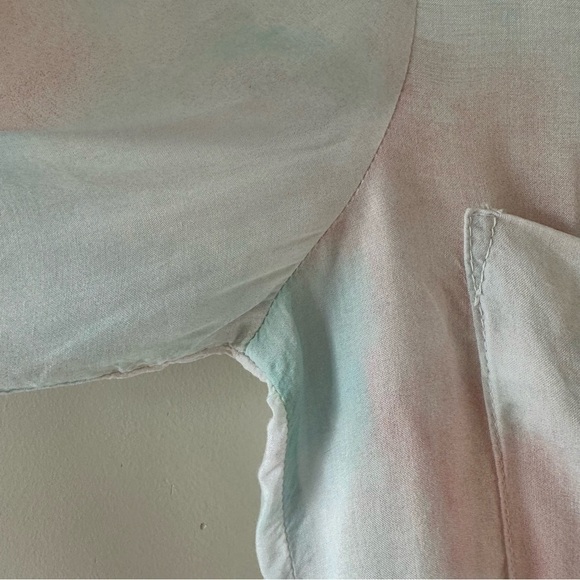 BELLA Dahl Long Sleeve Full Button Down Hipster Shirt Peach Fresco Block Print - Picture 14 of 16